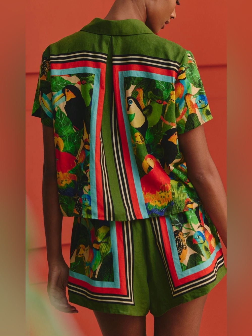 Farm Rio Bird Leaves Shirt. Shorts also available for sale in Size Small. - Picture 3 of 12